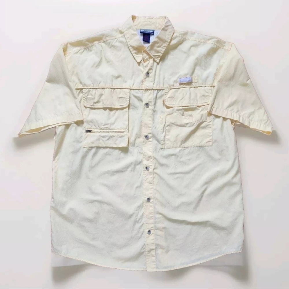 Reel Legends Performance Vented Multi-Pocket Fishing Shirt in Yellow - XL
